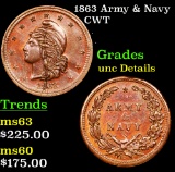 1863 Army & Navy Civil War Token 1c Grades Unc Details