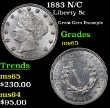 1883 N/C Liberty Nickel 5c Grades GEM Unc