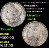 1885-o Colorfully Toned Vam 14 Morgan Dollar $1 Grades Choice+ Unc