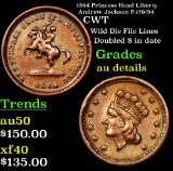 1864 Princess Head Liberty Andrew Jackson F-179/54  Civil War Token 1c Grades AU Details