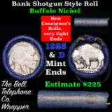 Buffalo Nickel Shotgun Roll in Old Bank Style 'Bell Telephone' Wrapper 1925 & d Mint Ends