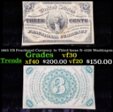 1865 US Fractional Currency 3c Third Issue fr-1226 Washingon Grades vf++