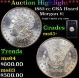 ***Auction Highlight*** 1883-cc GSA Hoard Morgan Dollar $1 Grades Select+ Unc (fc)