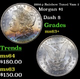 1884-p Rainbow Toned Vam 2 Morgan Dollar $1 Grades Select+ Unc