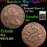 ***Auction Highlight*** 1798 Draped Bust Large Cent 1c Graded f, fine By USCG (fc)