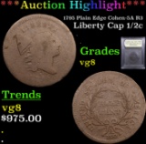 ***Auction Highlight*** 1795 Plain Edge Liberty Cap half cent 1/2c Graded vg, very good By USCG (fc)