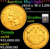 ***Auction Highlight*** 1854-o W-2 LDS Three Dollar Gold 3 Graded au55 By SEGS (fc)