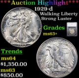 ***Auction Highlight*** 1929-d Walking Liberty Half Dollar 50c Graded ms63+ By SEGS (fc)