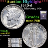 ***Auction Highlight*** 1920-d Mercury Dime 10c Graded Choice Unc FSB By USCG (fc)