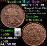 ***Auction Highlight*** 1808/7 C-2 R3 Draped Bust Half Cent 1/2c Graded xf45 details By SEGS (fc)
