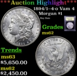 ***Auction Highlight*** 1894/1--4-o Vam 4 Morgan Dollar $1 Graded Select Unc By USCG (fc)