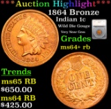 ***Auction Highlight*** 1864 Bronze Indian Cent 1c Graded ms64+ rb By SEGS (fc)