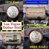 ***Auction Highlight*** Full Morgan/Peace Sands Hotel silver $1 roll $20, 1888 & 1879 end (fc)