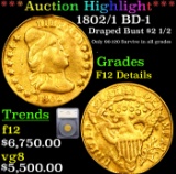 ***Auction Highlight*** 1802/1 BD-1 Gold Draped Bust Quarter Eagle 2.5 Graded F12 Details By SEGS (f