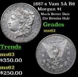 1887-s Vam 5A R6 Morgan Dollar $1 Grades Select Unc