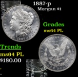 1887-p Morgan Dollar $1 Grades Choice Unc PL