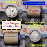 ***Auction Highlight*** Old Casino 50c Roll $10 Halves Aladdin Hotel Vegas 1918 & 'P' Barber Ends (f