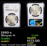 NGC 1880-s Morgan Dollar $1 Graded ms65+ By NGC