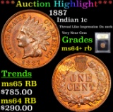 ***Auction Highlight*** 1887 Indian Cent 1c Graded Choice+ Unc RB By USCG (fc)