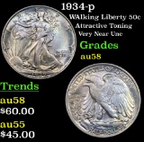 1939-p Walking Liberty Half Dollar 50c Grades Choice AU/BU Slider