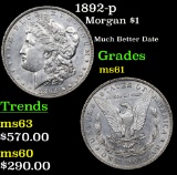 1892-p Morgan Dollar $1 Grades BU+