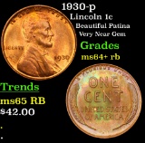 1930-p Lincoln Cent 1c Grades Choice+ Unc RB