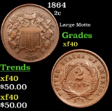 1864 Two Cent Piece 2c Grades xf