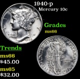 1940-p Mercury Dime 10c Grades GEM+ Unc