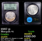 PCGS 1887-p Morgan Dollar $1 Graded ms64 By PCGS