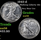 1942-d Walking Liberty Half Dollar 50c Grades Choice AU/BU Slider