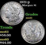 1921-p Morgan Dollar $1 Grades BU+