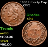 1863 Liberty Cap Civil War Token 1c Grades xf+