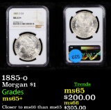 NGC 1885-o Morgan Dollar $1 Graded ms65+ By NGC