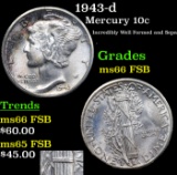 1943-d Mercury Dime 10c Grades GEM+ FSB