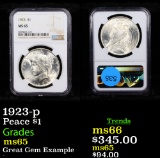 NGC 1923-p Peace Dollar $1 Graded ms65 By NGC