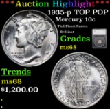 ***Auction Highlight*** 1935-p TOP POP Mercury Dime 10c Graded ms68 By SEGS (fc)