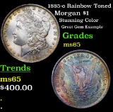 1885-o Rainbow Toned Morgan Dollar $1 Grades GEM Unc