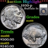 ***Auction Highlight*** 1930-p Buffalo Nickel 5c Graded ms66 By SEGS (fc)
