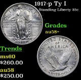 1917-p Ty I Standing Liberty Quarter 25c Grades Choice AU/BU Slider+