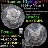 ***Auction Highlight*** 1897-p Vam 5 Morgan Dollar $1 Graded ms65 DMPL By SEGS (fc)