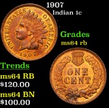 1907 Indian Cent 1c Grades Choice Unc RB