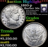 ***Auction Highlight*** 1893-p Barber Half Dollars 50c Graded GEM+ Unc BY USCG (fc)