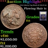 ***Auction Highlight*** 1794 Liberty Cap Head of 1794 S-44 Flowing Hair large cent 1c Graded f+ By U