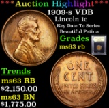 ***Auction Highlight*** 1909-s VDB Lincoln Cent 1c Graded Select Unc RB By USCG (fc)