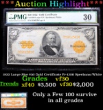 ***Auction Highlight*** 1922 Large Size $50 Gold Certificate Fr-1200 Speelman/White Graded vf30 By P
