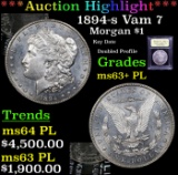 ***Auction Highlight*** 1894-s Vam 7 Morgan Dollar $1 Grades Select Unc+ PL (fc)
