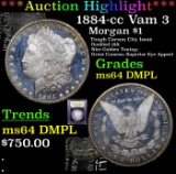 ***Auction Highlight*** 1884-cc Vam 3 Morgan Dollar $1 Graded Choice Unc DMPL By USCG (fc)