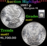 ***Auction Highlight*** 1887-p Morgan Dollar $1 Graded ms67 By SEGS (fc)
