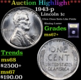 ***Auction Highlight*** 1943-p Lincoln Cent 1c Graded Gem++ Unc BY USCG (fc)