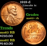 1919-d Lincoln Cent 1c Grades Select Unc RB